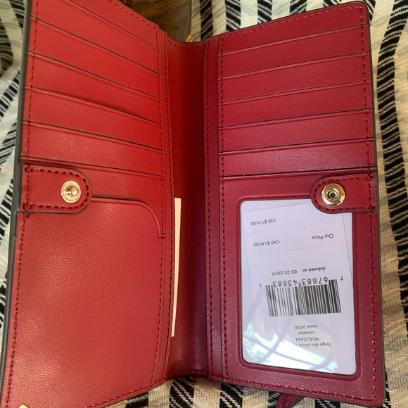 Kate spade large slim bifold wallet rosso red - Picture 6 of 7